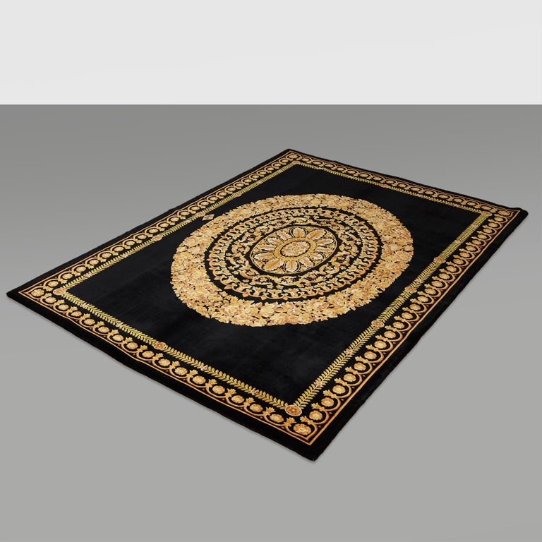 Versace Collection Rug Petit Barocco Nero Black Gold, 1980 For Sale at