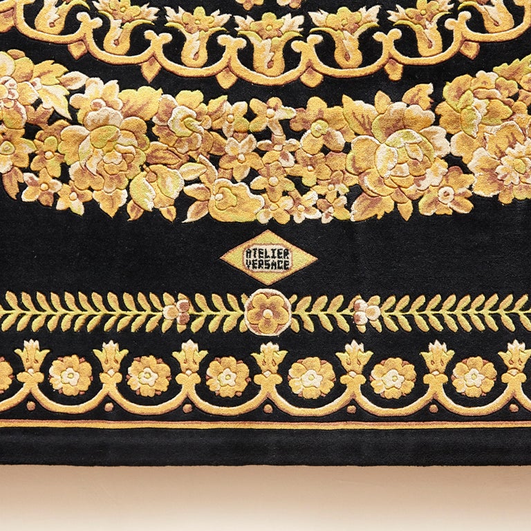 Versace Collection Rug Petit Barocco Nero Black Gold, 1980 For Sale at
