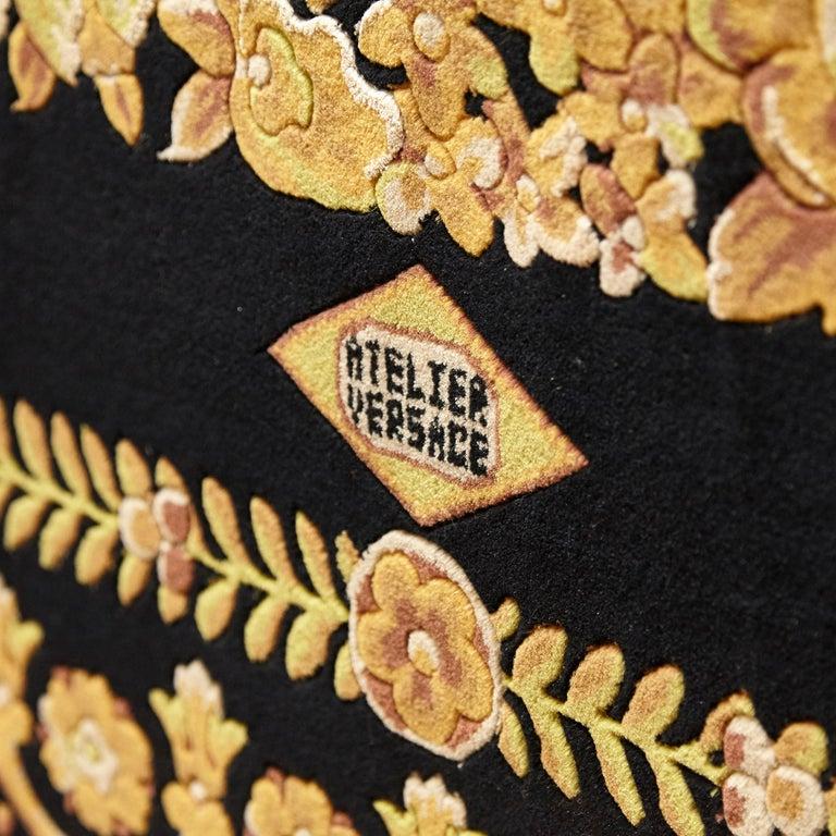 Italian Versace Collection Rug Petit Barocco Nero Black Gold, 1980