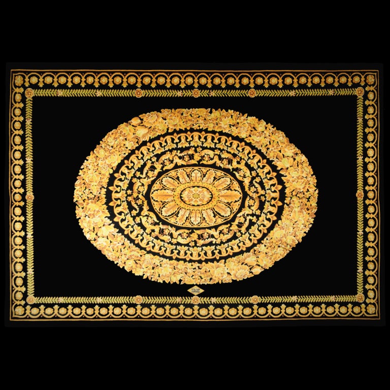 Versace Collection Rug Petit Barocco Nero Black Gold 1980 For Sale At 1stdibs