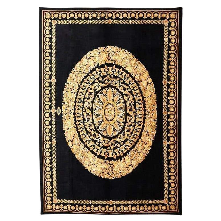 Versace Collection Rug Petit Barocco Nero Black Gold, 1980 For Sale