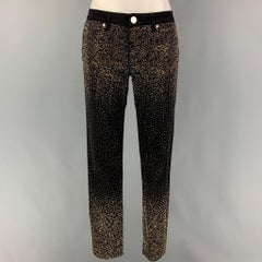 VERSACE COLLECTION Größe 26 Schwarz-goldene Baumwoll-Hose mit Nieten