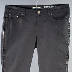 VERSACE COLLECTION Size 30 Donna Black Cotton Blend Studded Skinny Jeans