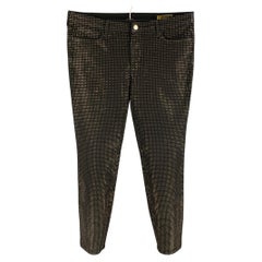 VERSACE COLLECTION Size 32 Black Gold Studded Cotton Casual Pants