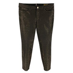 VERSACE COLLECTION Größe 34 Schwarz Gold Nieten-Baumwoll-Hose