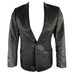VERSACE COLLECTION Talla 36 Negro Gris Resplandeciente Mezcla Viscosa Abrigo Deportivo