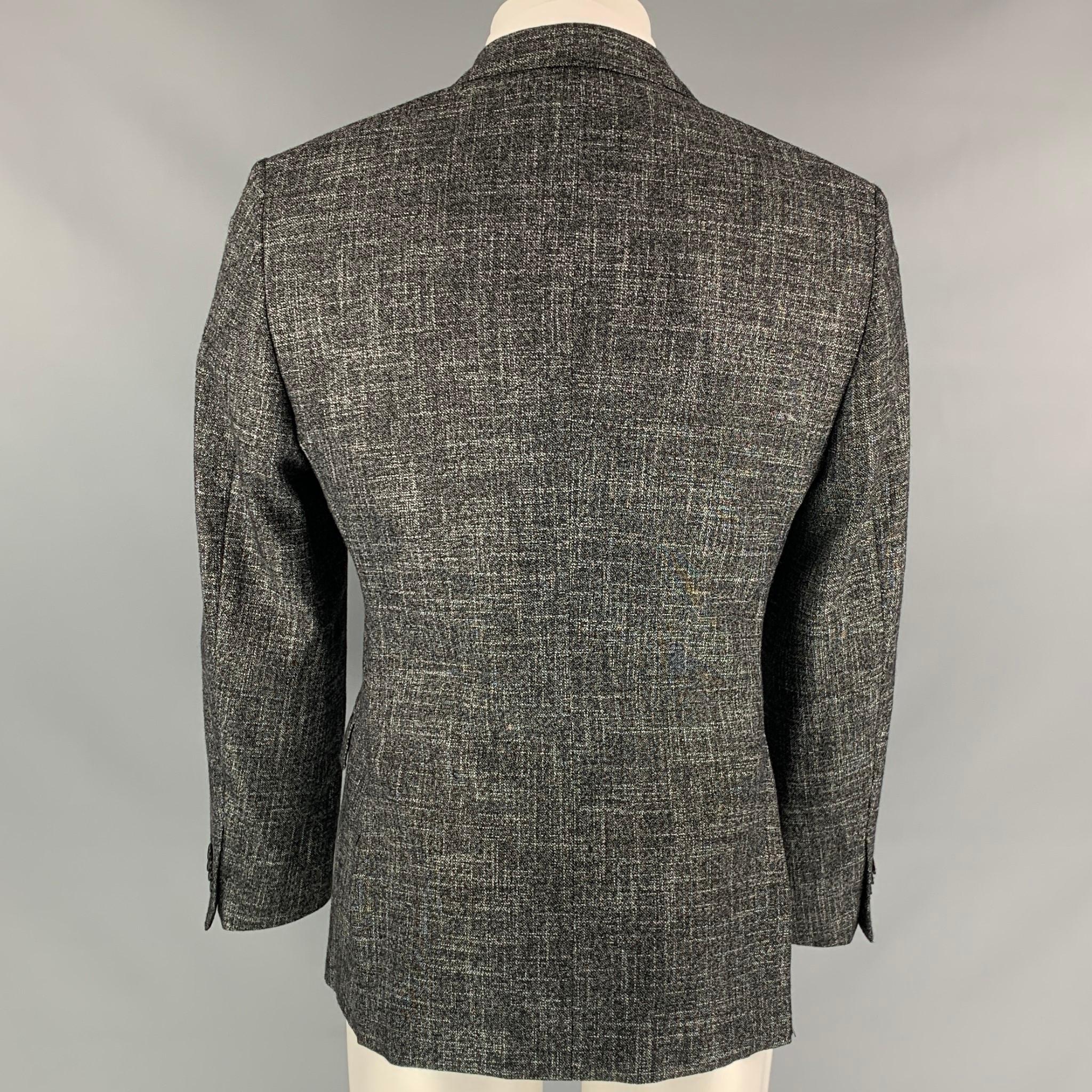 VERSACE COLLECTION Size 36 Dark Gray & White Heather Wool Blend Notch Lapel Coat In Good Condition In San Francisco, CA