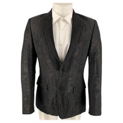 VERSACE COLLECTION Size 38 Black Jacquard Cotton / Polyamide Sport Coat 