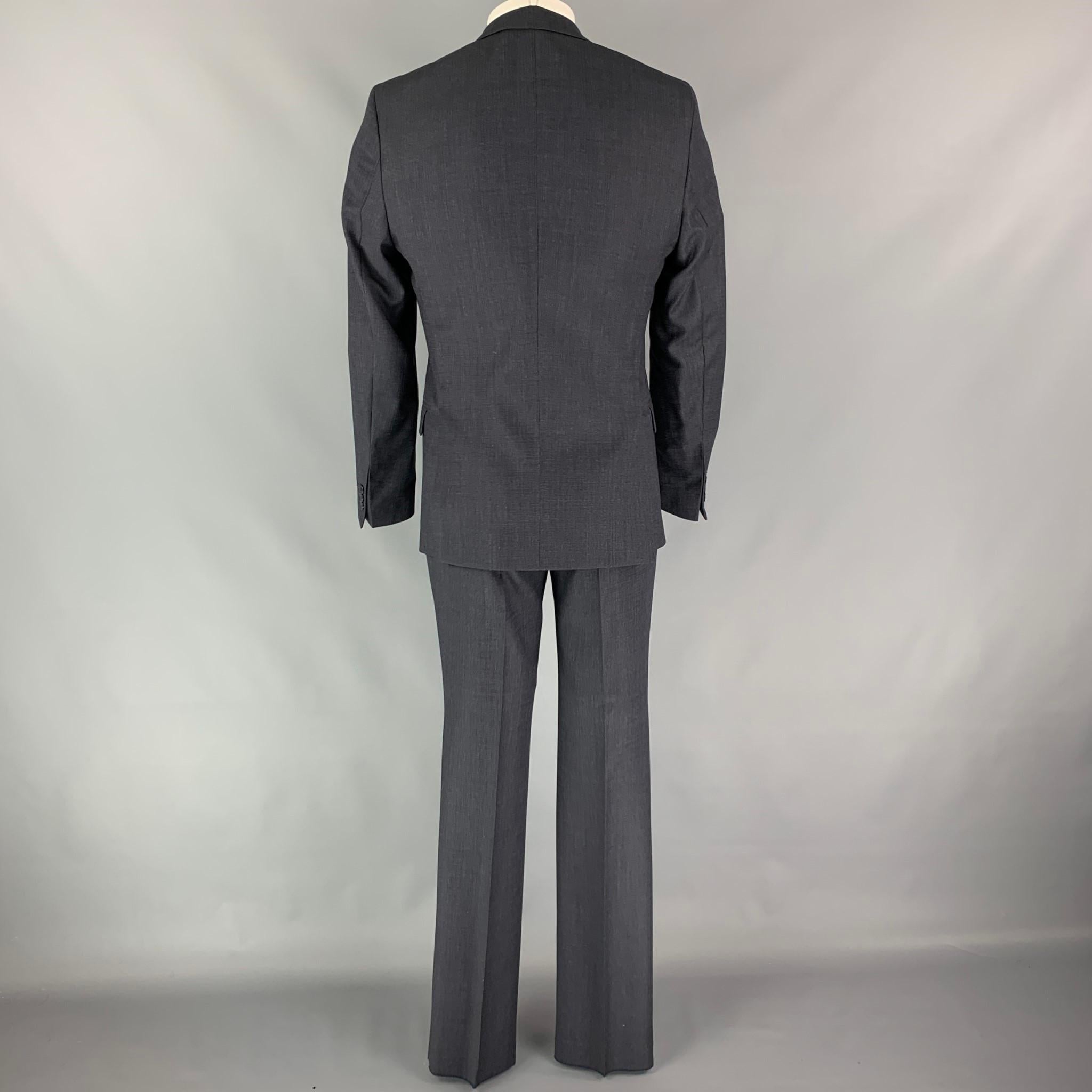 Black VERSACE COLLECTION Size 38 Charcoal Wool Single Breasted Notch Lapel Suit