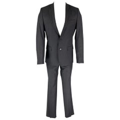 VERSACE COLLECTION - Costume croisé à revers en laine anthracite, taille 38