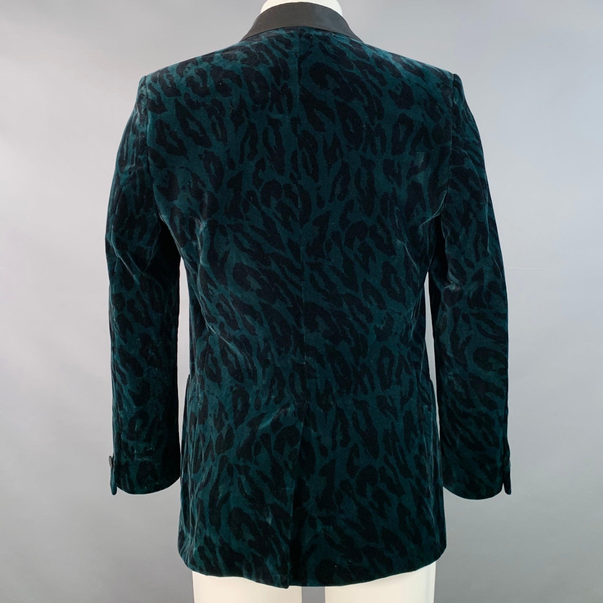 VERSACE COLLECTION Taglia 38 Greene & Greene Greene Animal Print Velvet Shawl Lapel Sport Coat In condizioni buone in vendita a San Francisco, CA