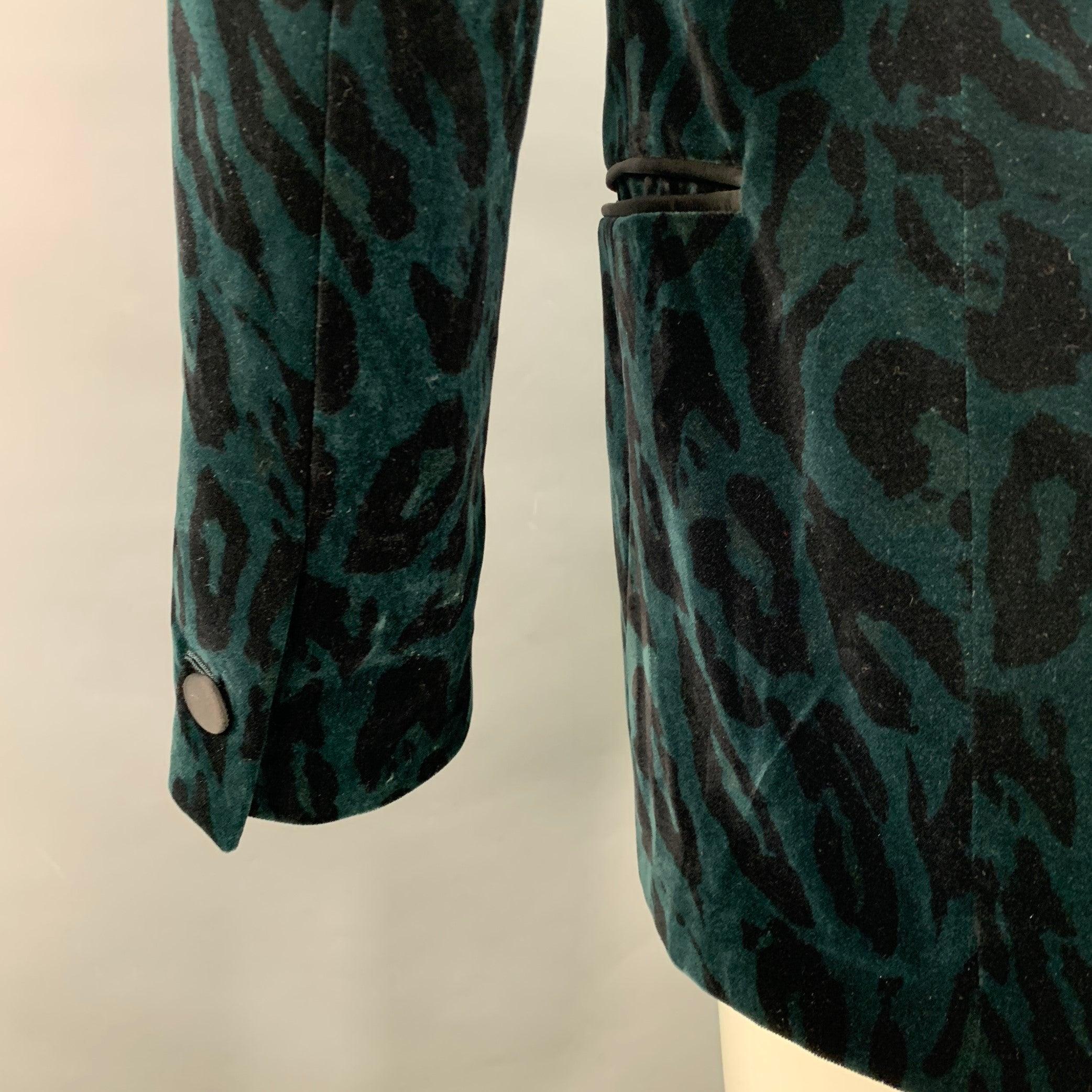 Uomo VERSACE COLLECTION Taglia 38 Greene & Greene Greene Animal Print Velvet Shawl Lapel Sport Coat in vendita