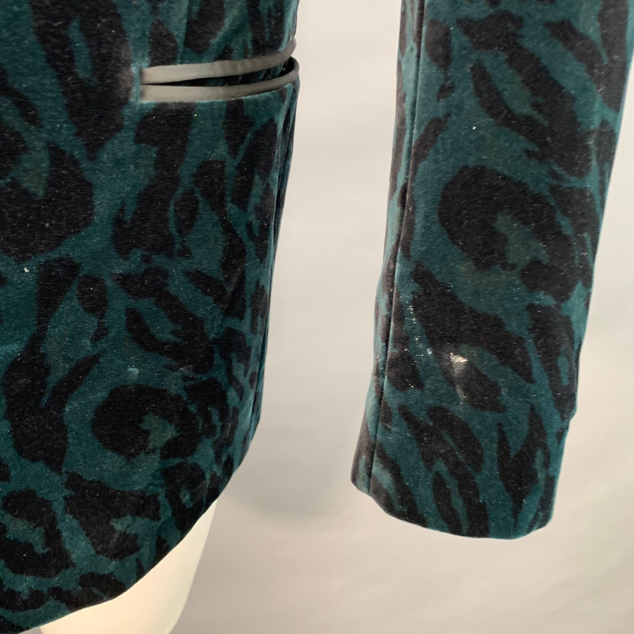 VERSACE COLLECTION Taglia 38 Greene & Greene Greene Animal Print Velvet Shawl Lapel Sport Coat in vendita 1