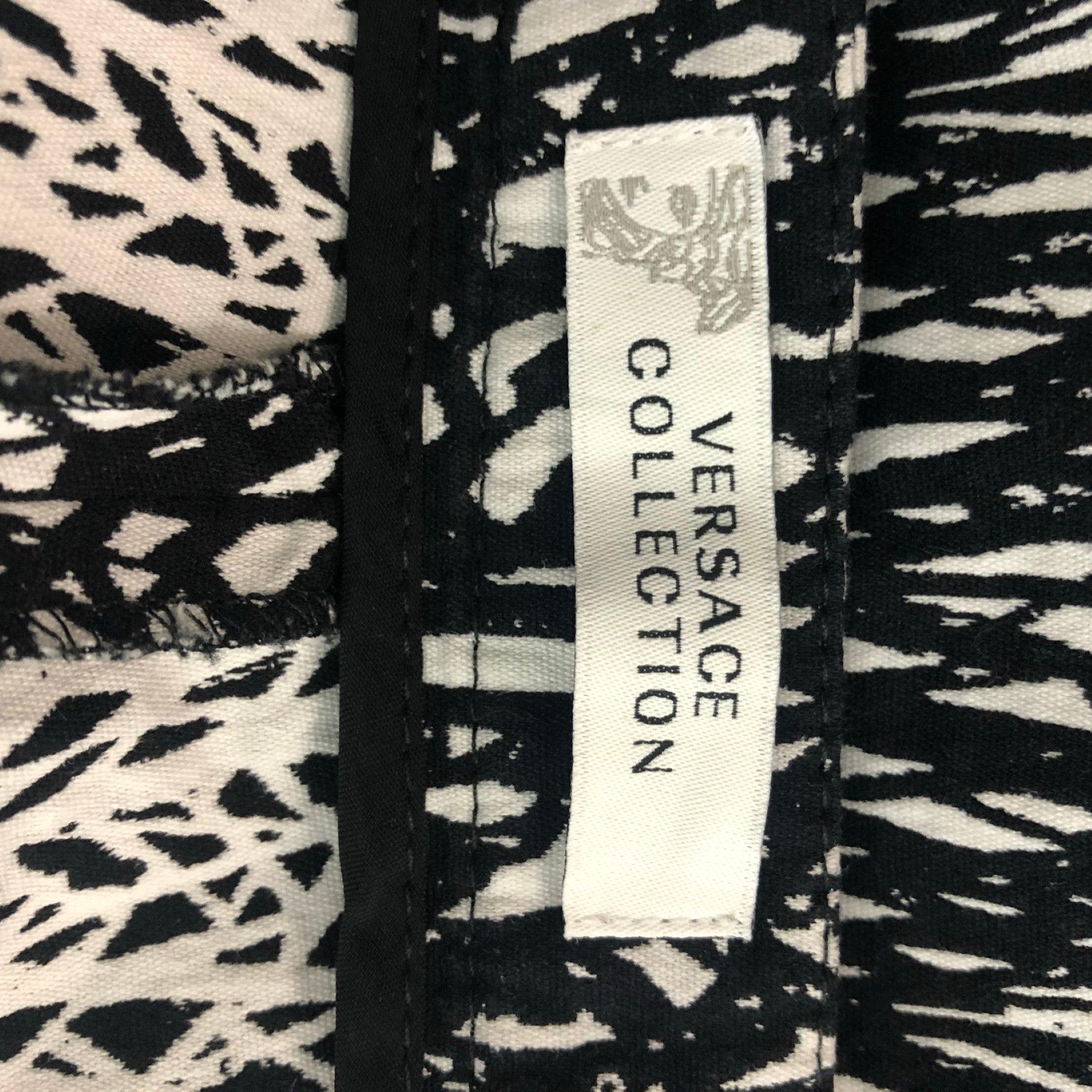 VERSACE COLLECTION Size 4 Black & White Cotton Blend Abstract Casual Pants For Sale 1