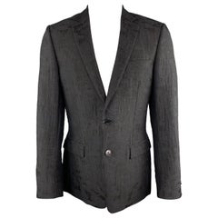 VERSACE COLLECTION Size 40 Black Camouflage Jacquard Cotton / Nylon Sport Coat J