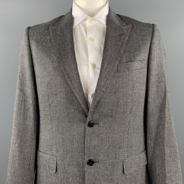 VERSACE COLLECTION Size 40 Black and White Grid Silk / Wool Sport Coat ...