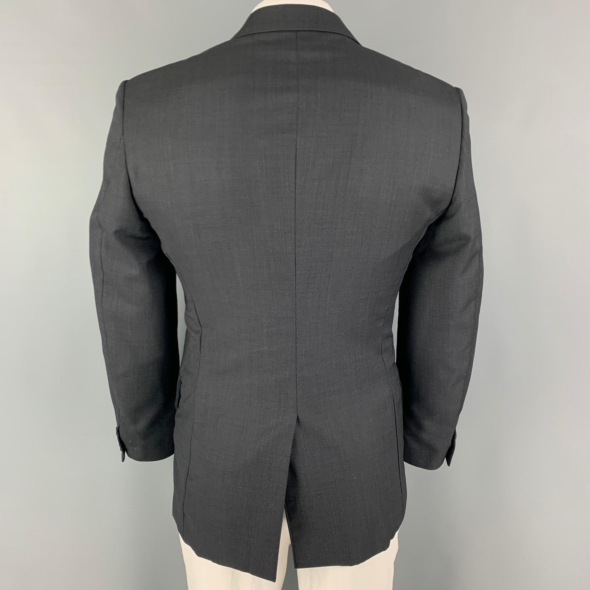 VERSACE COLLECTION Size 40 Charcoal Black Woven Wool Sport Coat In Good Condition For Sale In San Francisco, CA