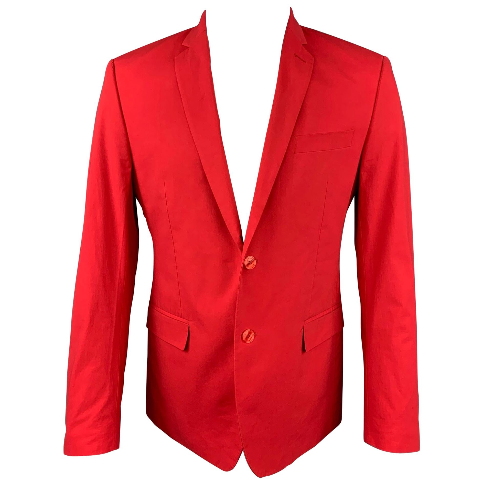 VERSACE COLLECTION Size 40 Red Cotton Notch Lapel Sport Coat
