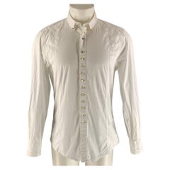 COLLECTION VERSACE Taille 41 - Manteau blanc clouté en coton mélangé avec manches longues cachées
