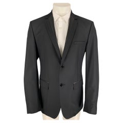 VERSACE COLLECTION Talla 42 Abrigo negro de poliamida con solapa de muesca