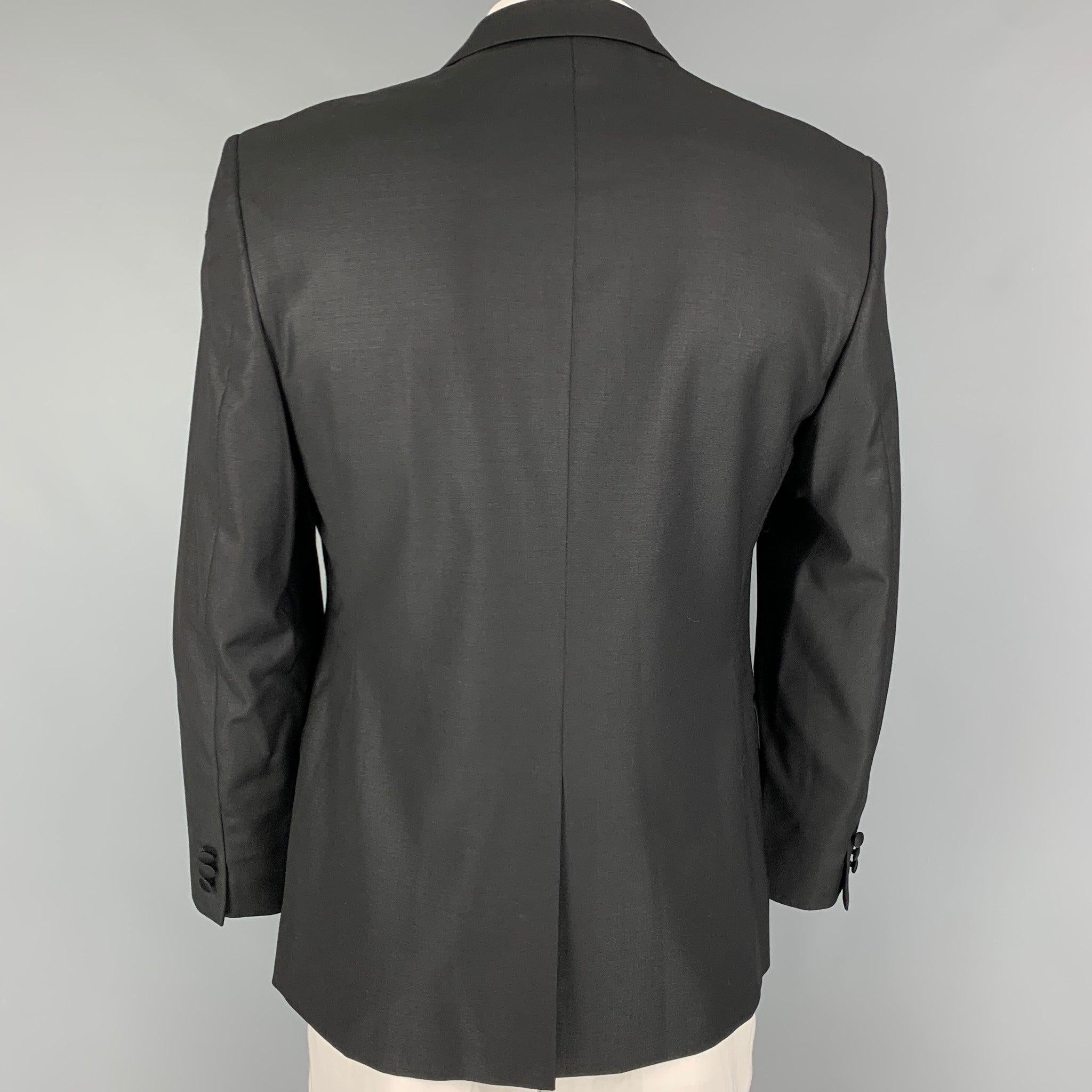 VERSACE COLLECTION Size 42 Black Polyester Blend Peak Lapel Sport Coat In Good Condition For Sale In San Francisco, CA