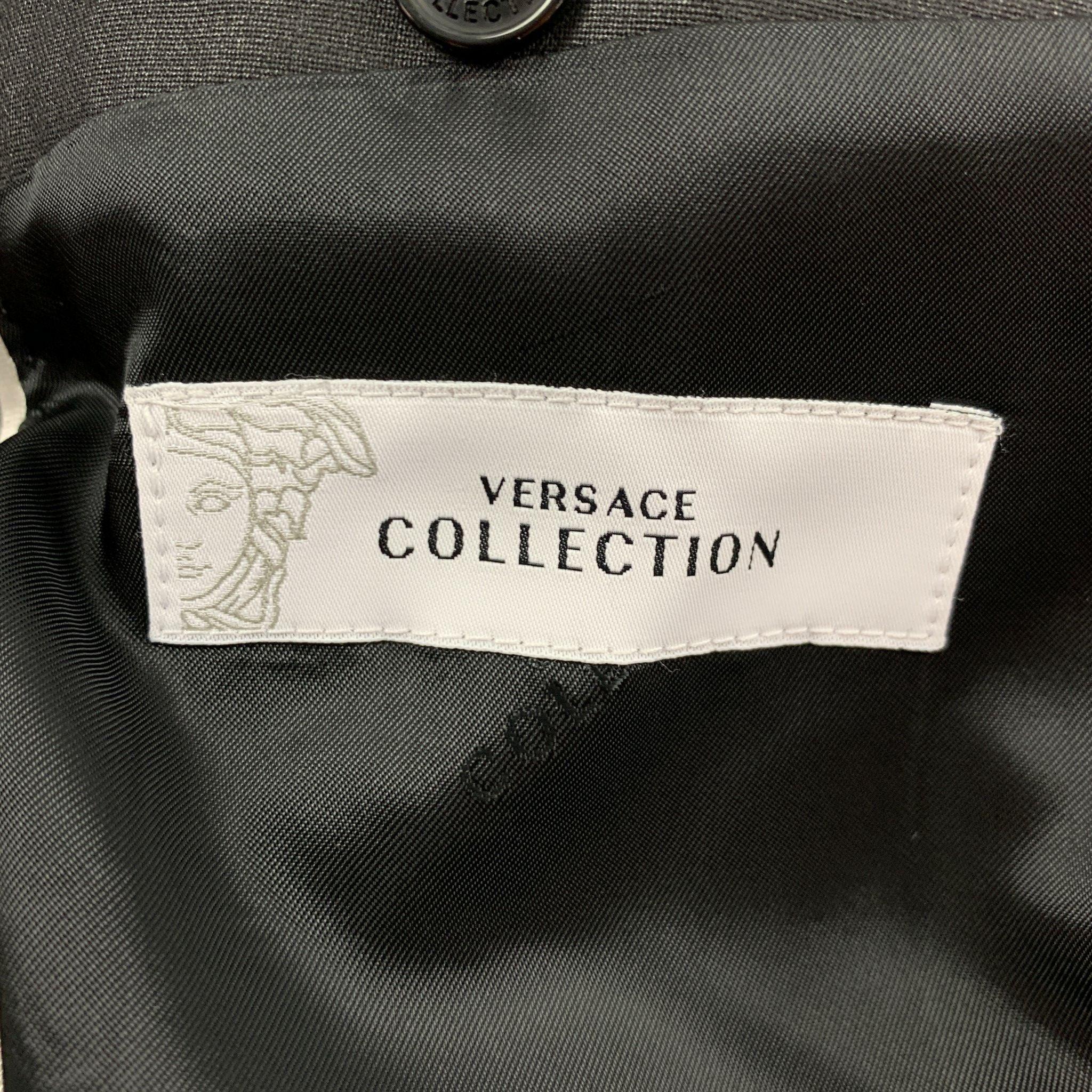 VERSACE COLLECTION Size 42 Black Polyester Blend Peak Lapel Sport Coat For Sale 1