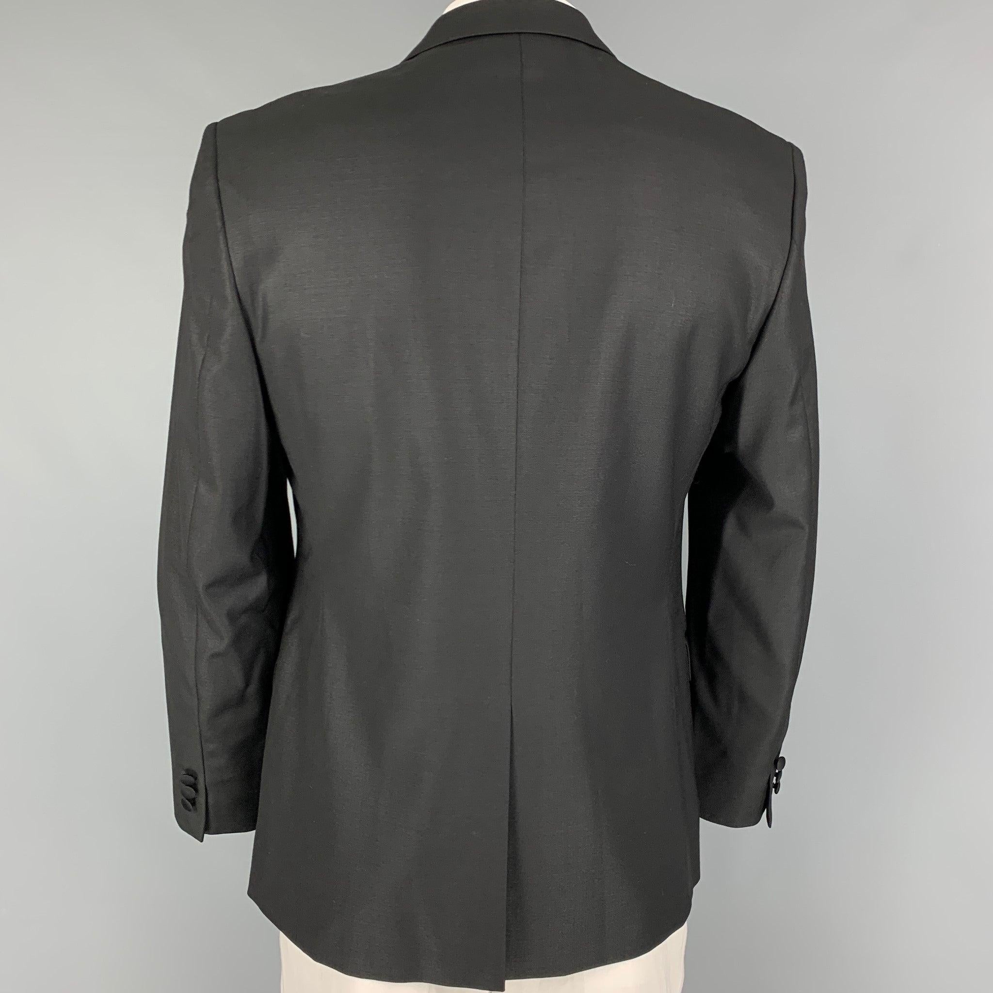 VERSACE COLLECTION Size 42 Black Polyester Blend Tuxedo Sport Coat In Good Condition For Sale In San Francisco, CA