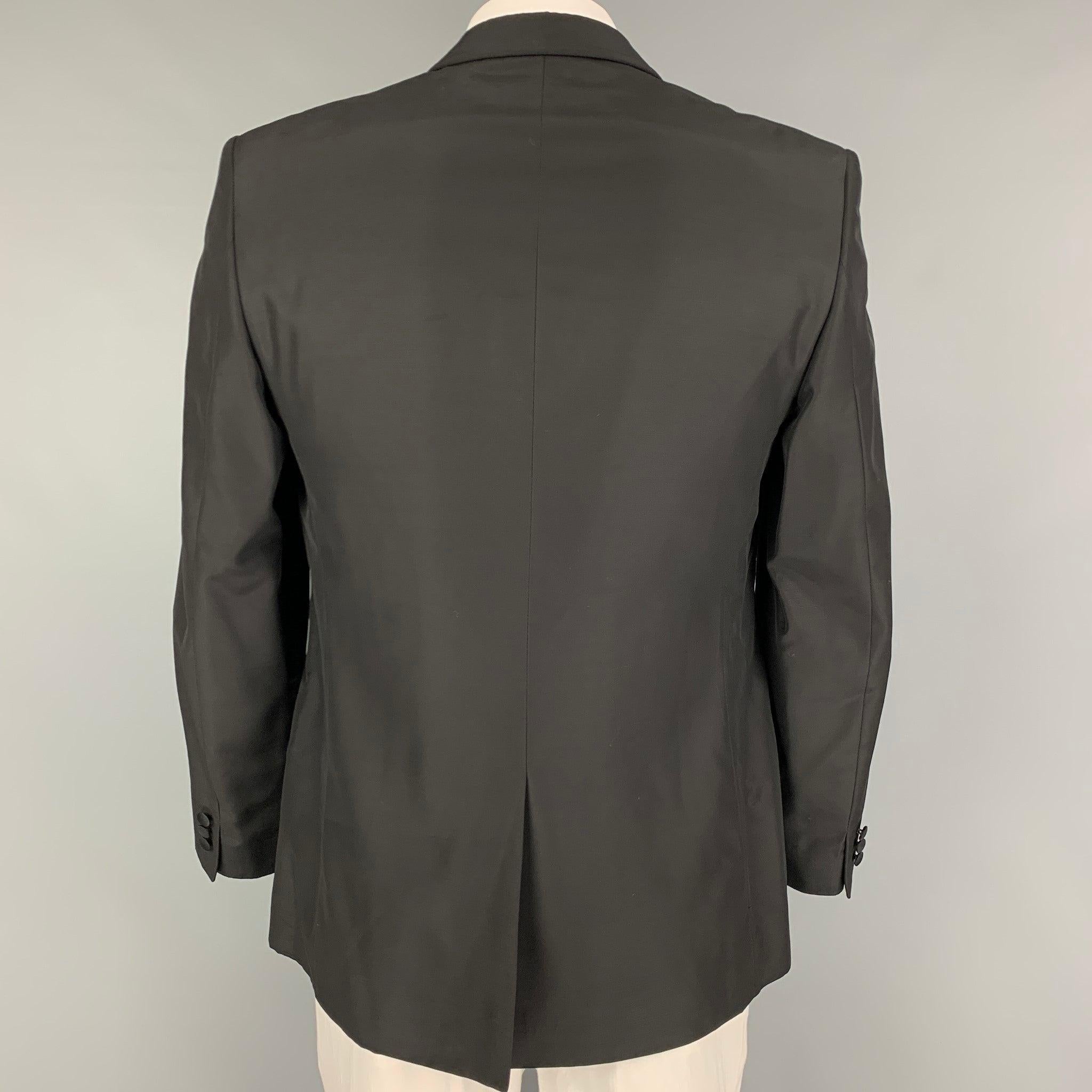 VERSACE COLLECTION Size 42 Black Viscose Wool Tuxedo Sport Coat In Good Condition For Sale In San Francisco, CA
