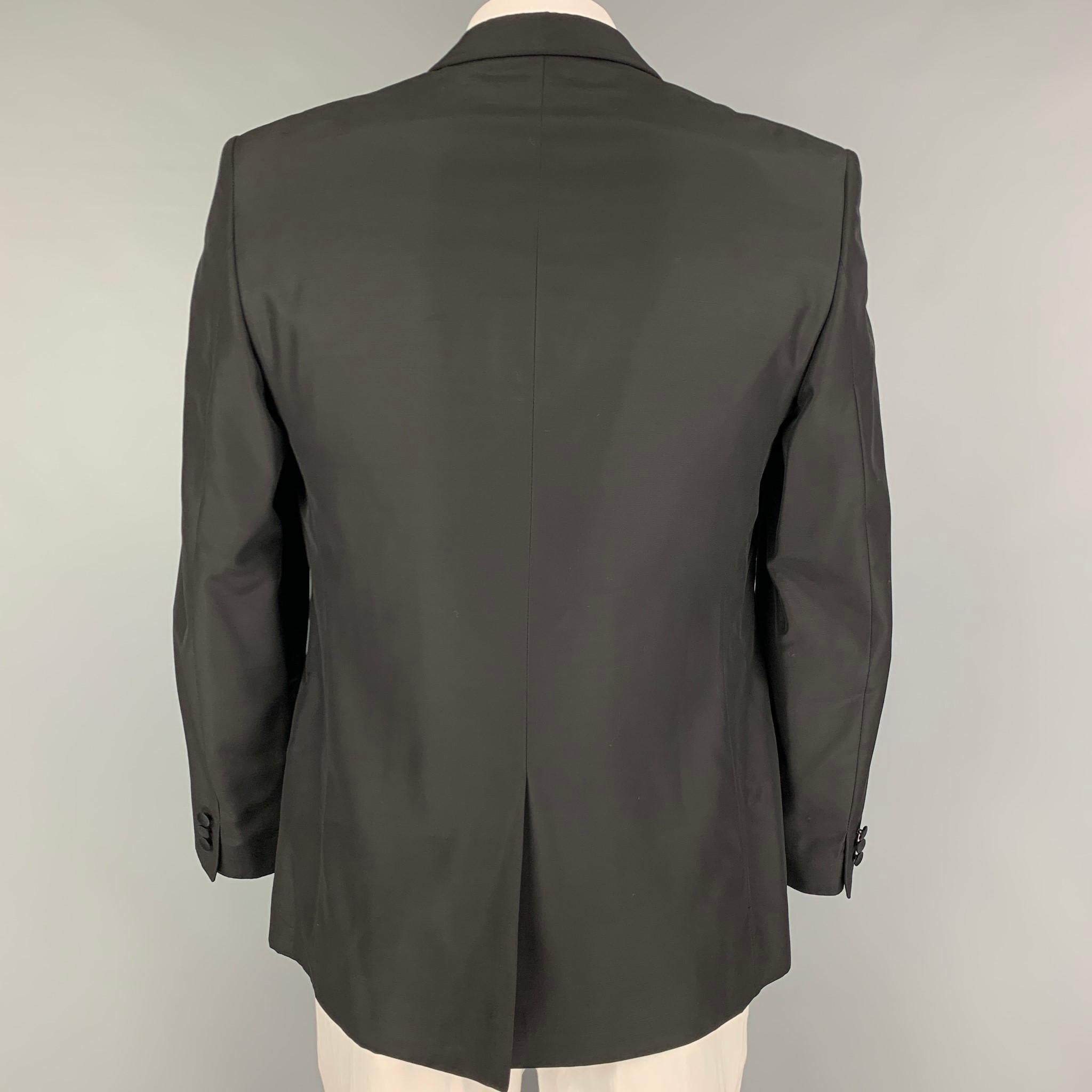 VERSACE COLLECTION Size 42 Black Viscose Wool Tuxedo Sport Coat In Good Condition In San Francisco, CA