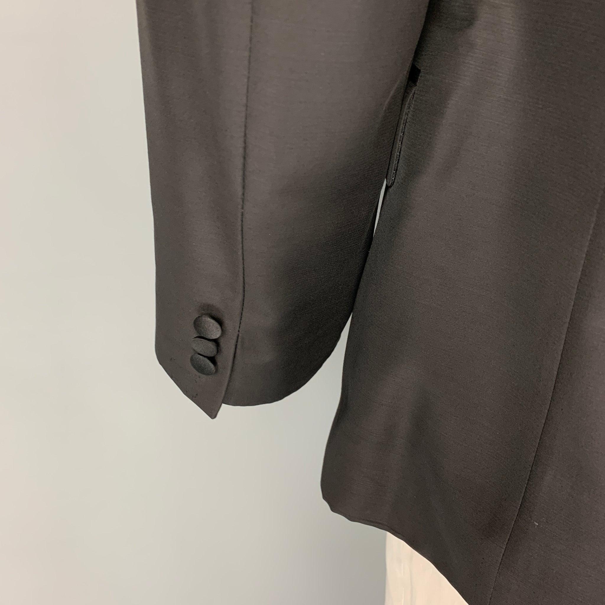 Men's VERSACE COLLECTION Size 42 Black Viscose Wool Tuxedo Sport Coat For Sale
