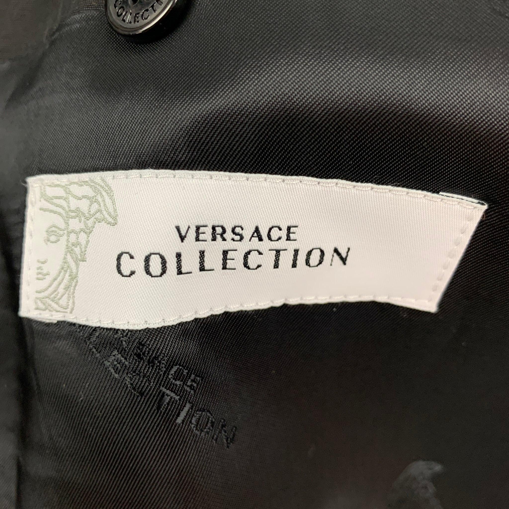 VERSACE COLLECTION Size 42 Black Wool Blend Tuxedo Sport Coat 1