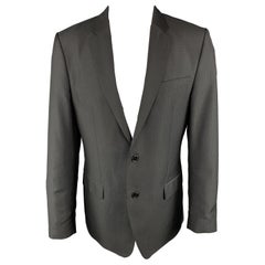 VERSACE COLLECTION Size 42 Grid Black on Black Notch Lapel Sport Coat