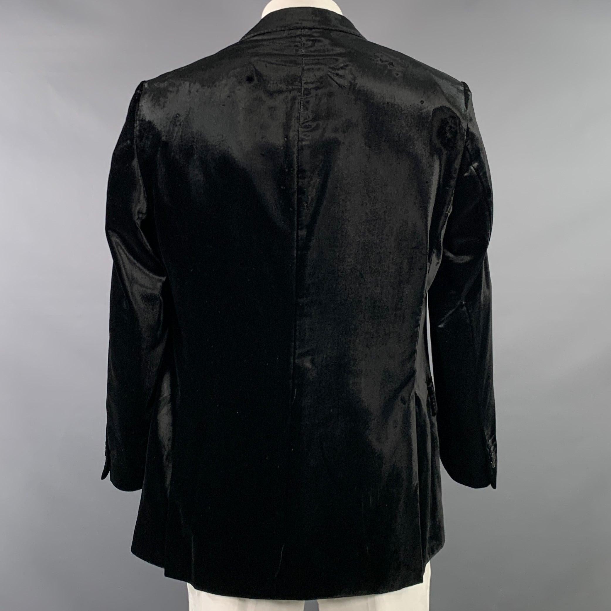 Noir VERSACE COLLECTION Manteau de sport noir en velours et viscose Taille 44