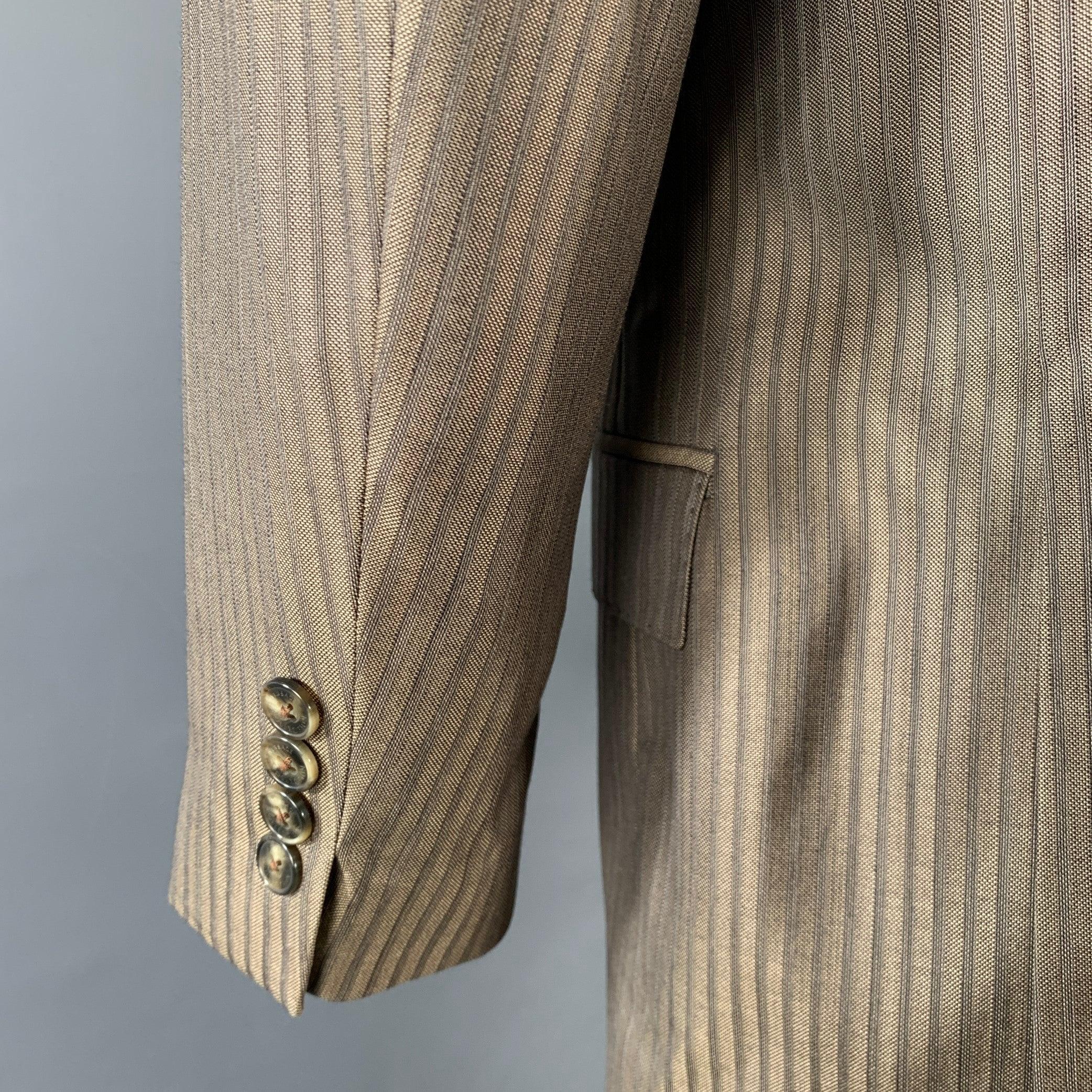 VERSACE COLLECTION Size 44 Brown Taupe Stripe Wool Silk Suit 3