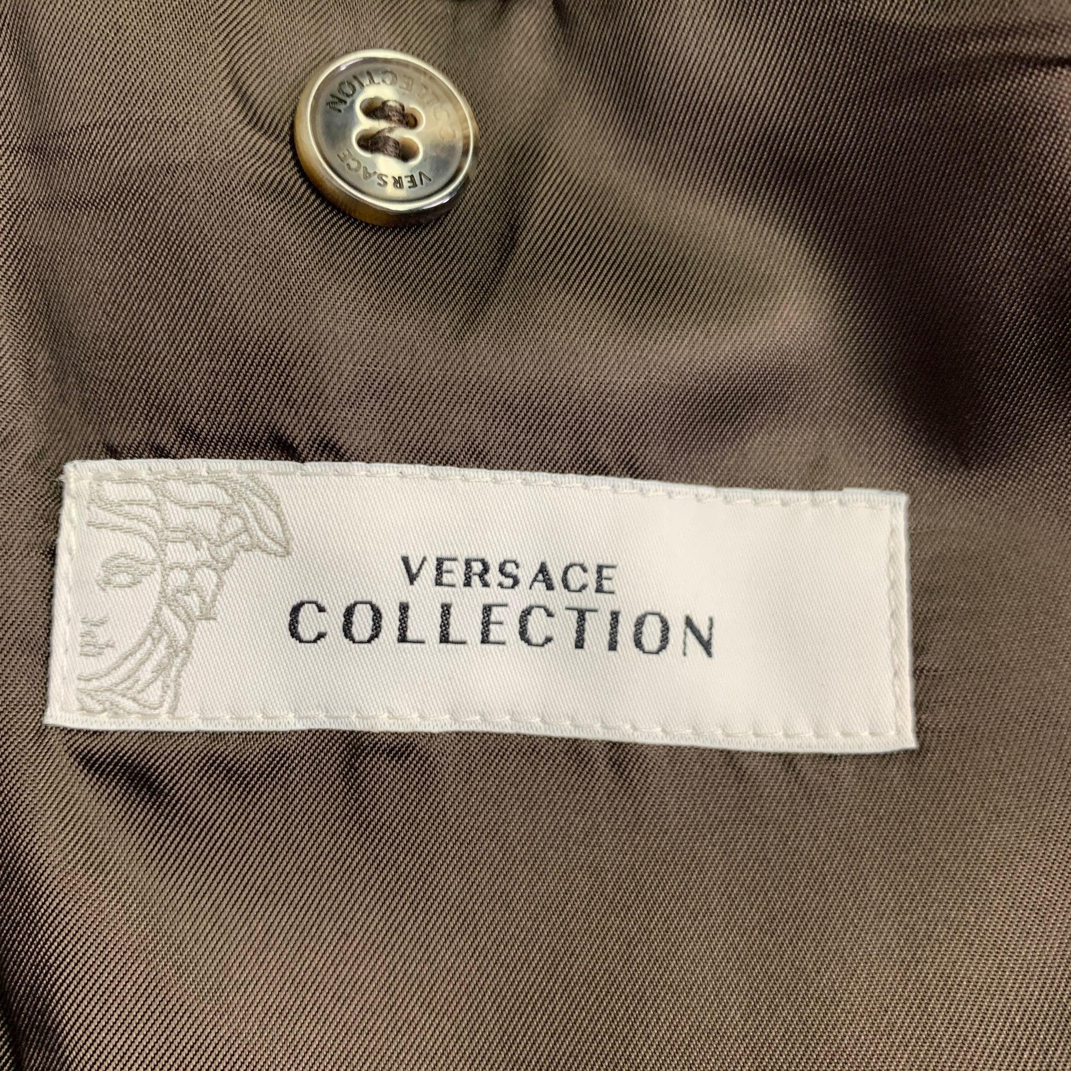 VERSACE COLLECTION Size 44 Brown Taupe Stripe Wool Silk Suit 4