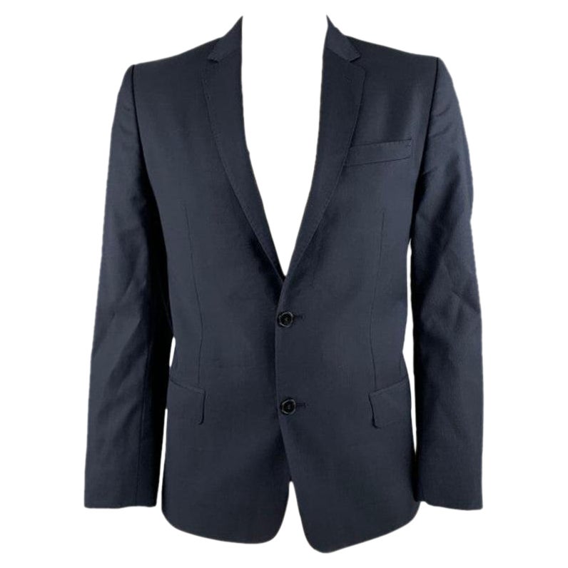 VERSACE COLLECTION - Manteau de sport croisé en laine bleu marine, taille 44