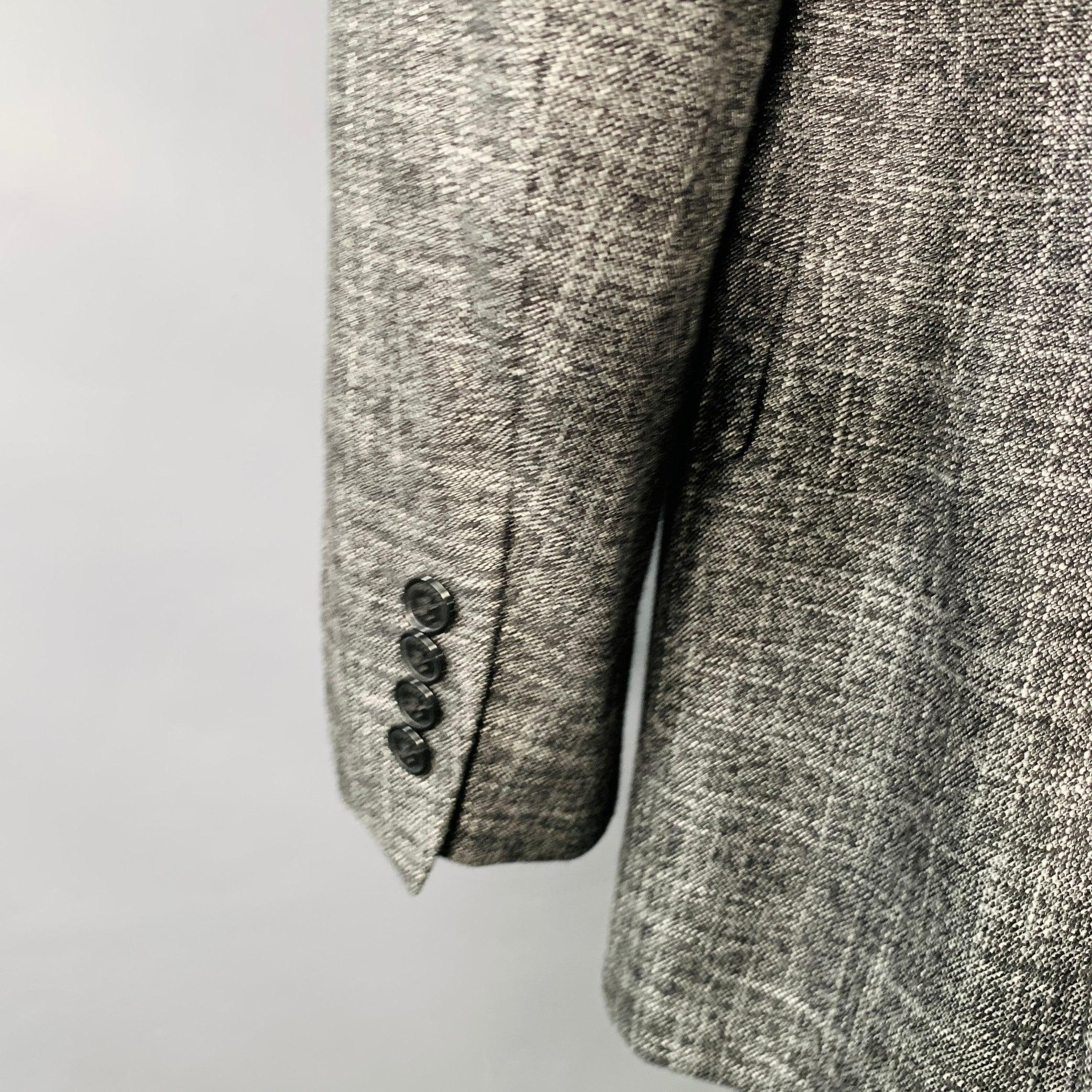 VERSACE COLLECTION Size 46 Black White Woven Bamboo Single Breasted Suit 1