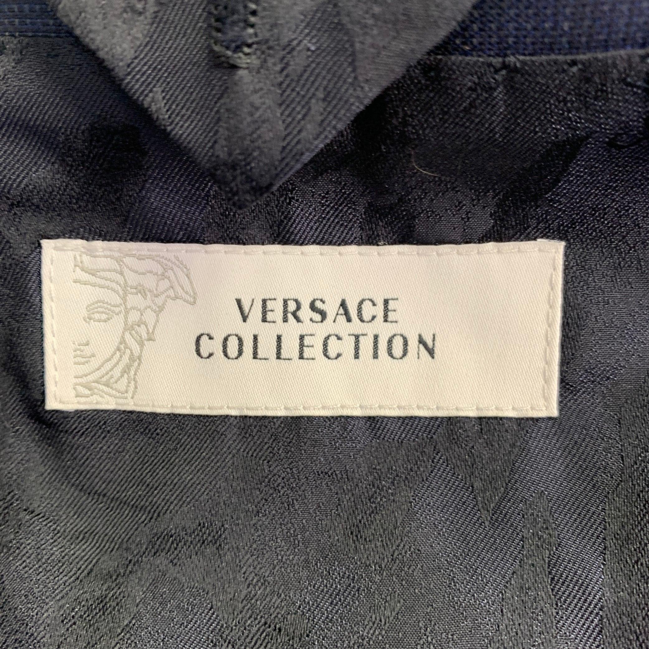VERSACE COLLECTION Größe 46 Marineblauer Anzug aus Wolle mit Notch-Revers im Angebot 5