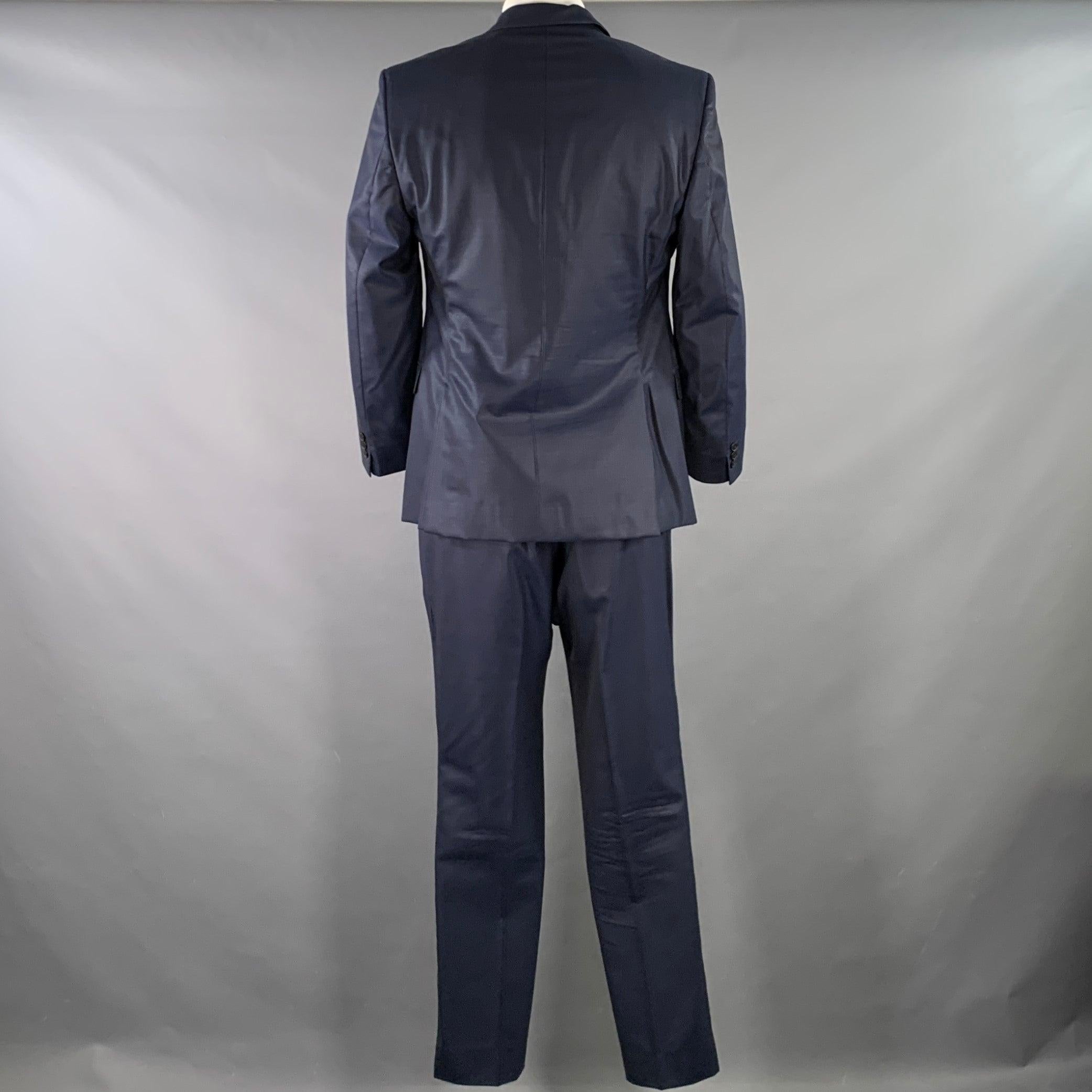 VERSACE COLLECTION Größe 46 Marineblauer Anzug aus Wolle mit Notch-Revers (Schwarz) im Angebot
