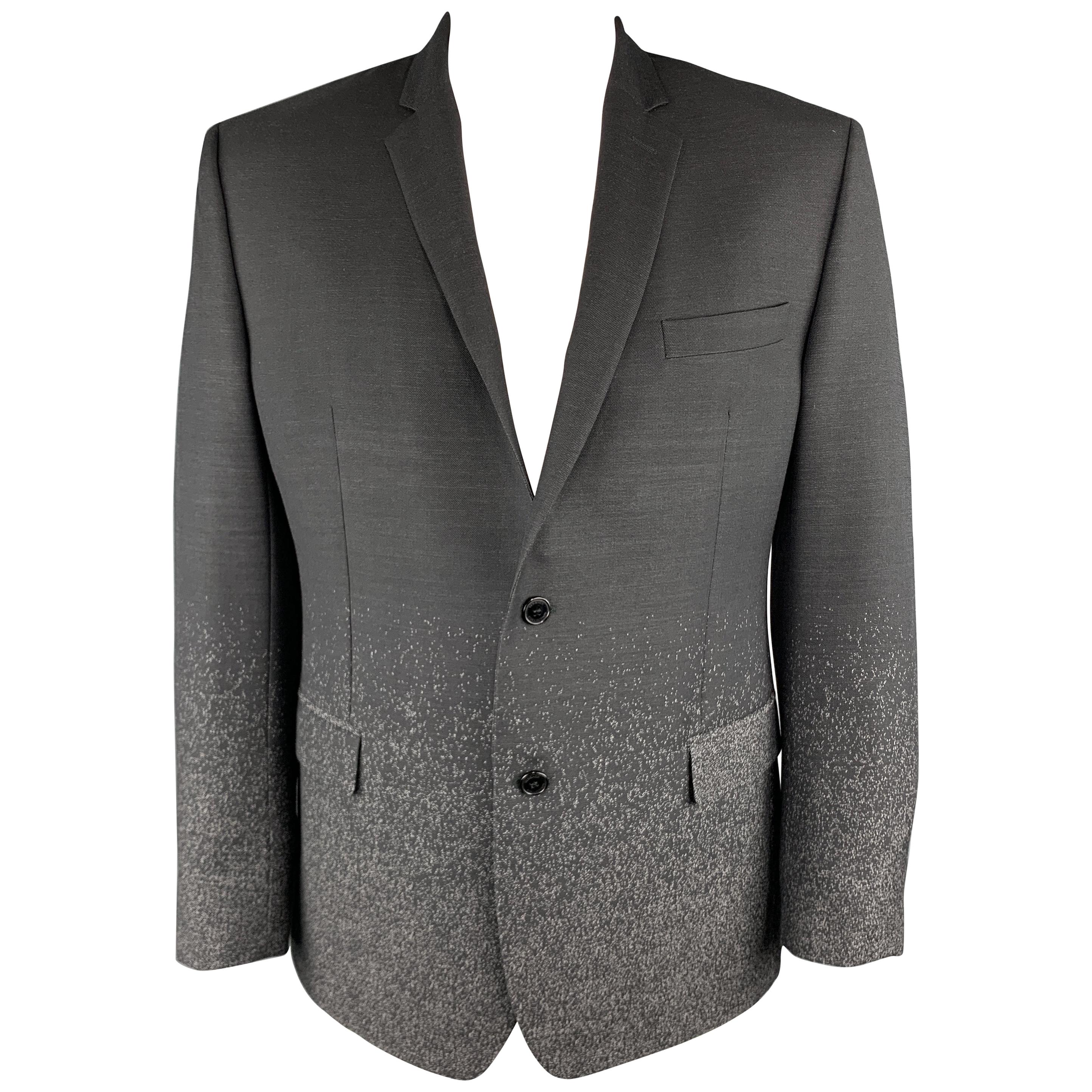 VERSACE -COLLECTION Size 46 Ombre Black & Grey Wool Sport Coat