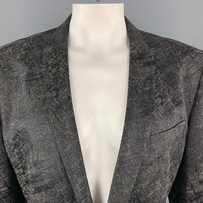 VERSACE COLLECTION Size 50 Charcoal and Black Metallic Print Sport Coat ...