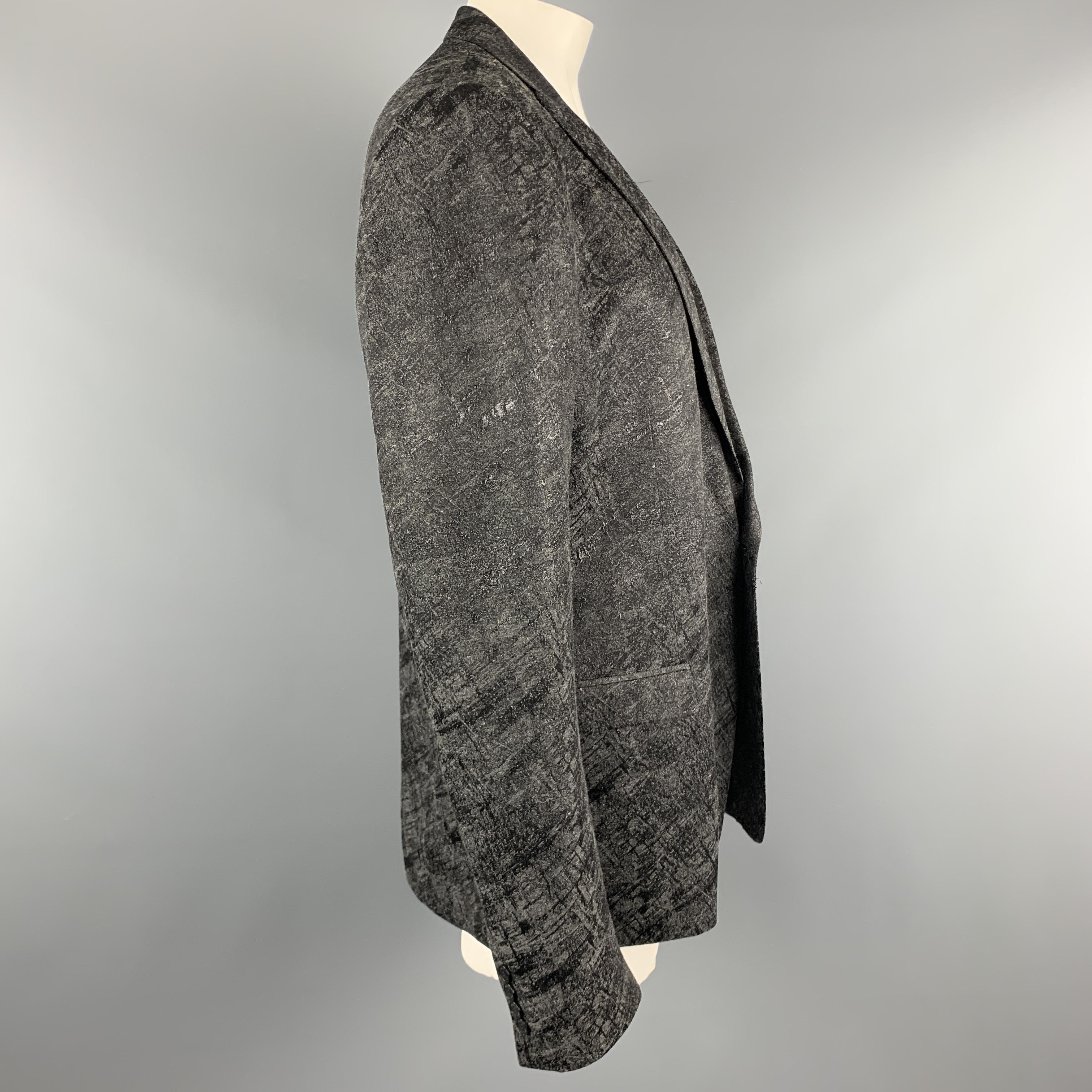VERSACE COLLECTION Size 50 Charcoal & Black Metallic Print Sport Coat In Excellent Condition In San Francisco, CA