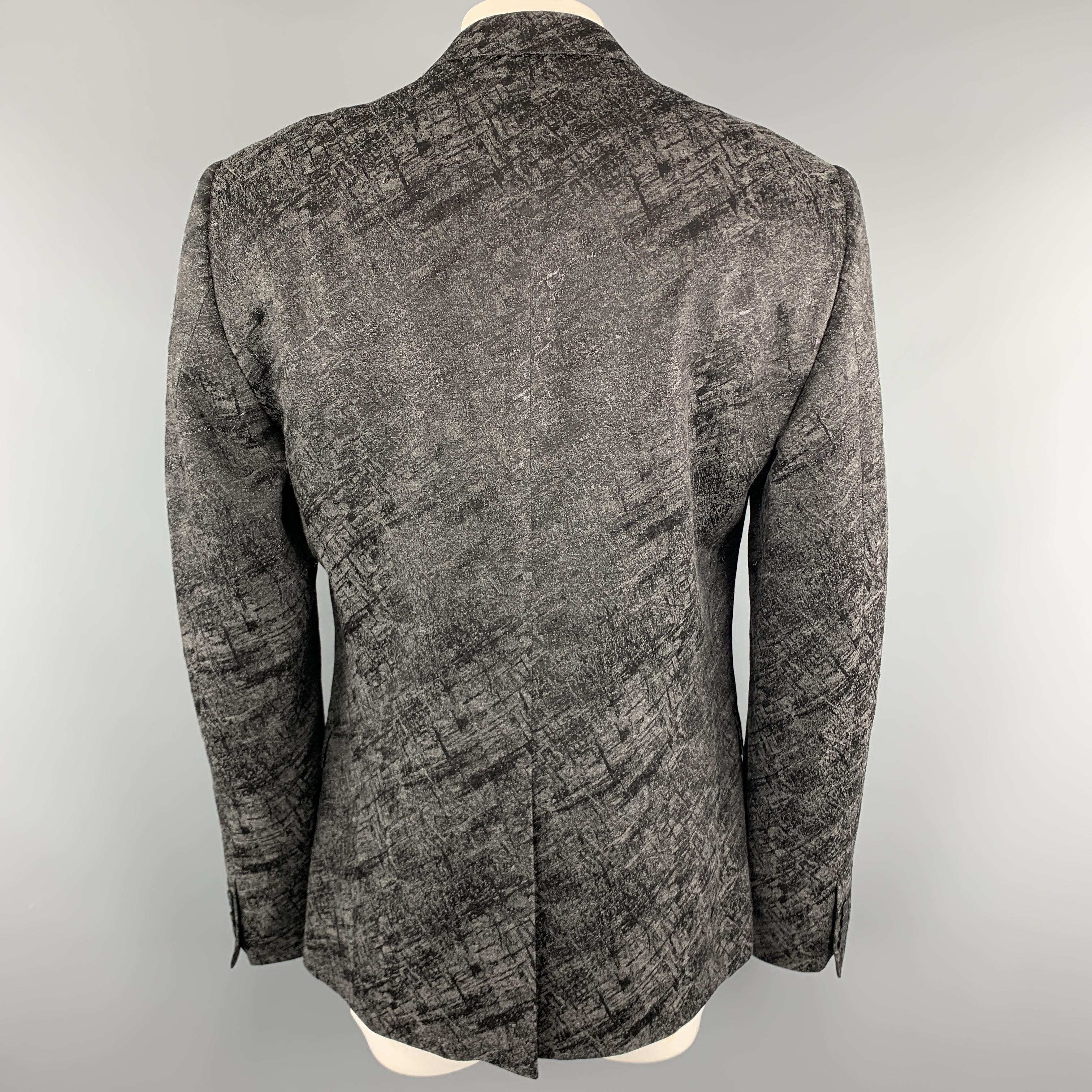 Men's VERSACE COLLECTION Size 50 Charcoal & Black Metallic Print Sport Coat