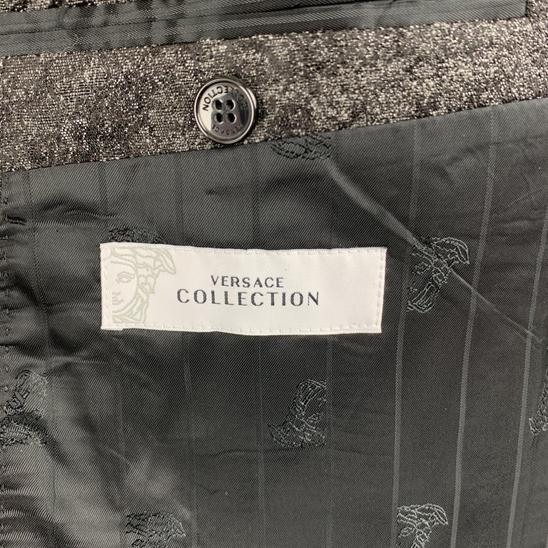 VERSACE COLLECTION Size 50 Charcoal and Black Metallic Print Sport Coat ...