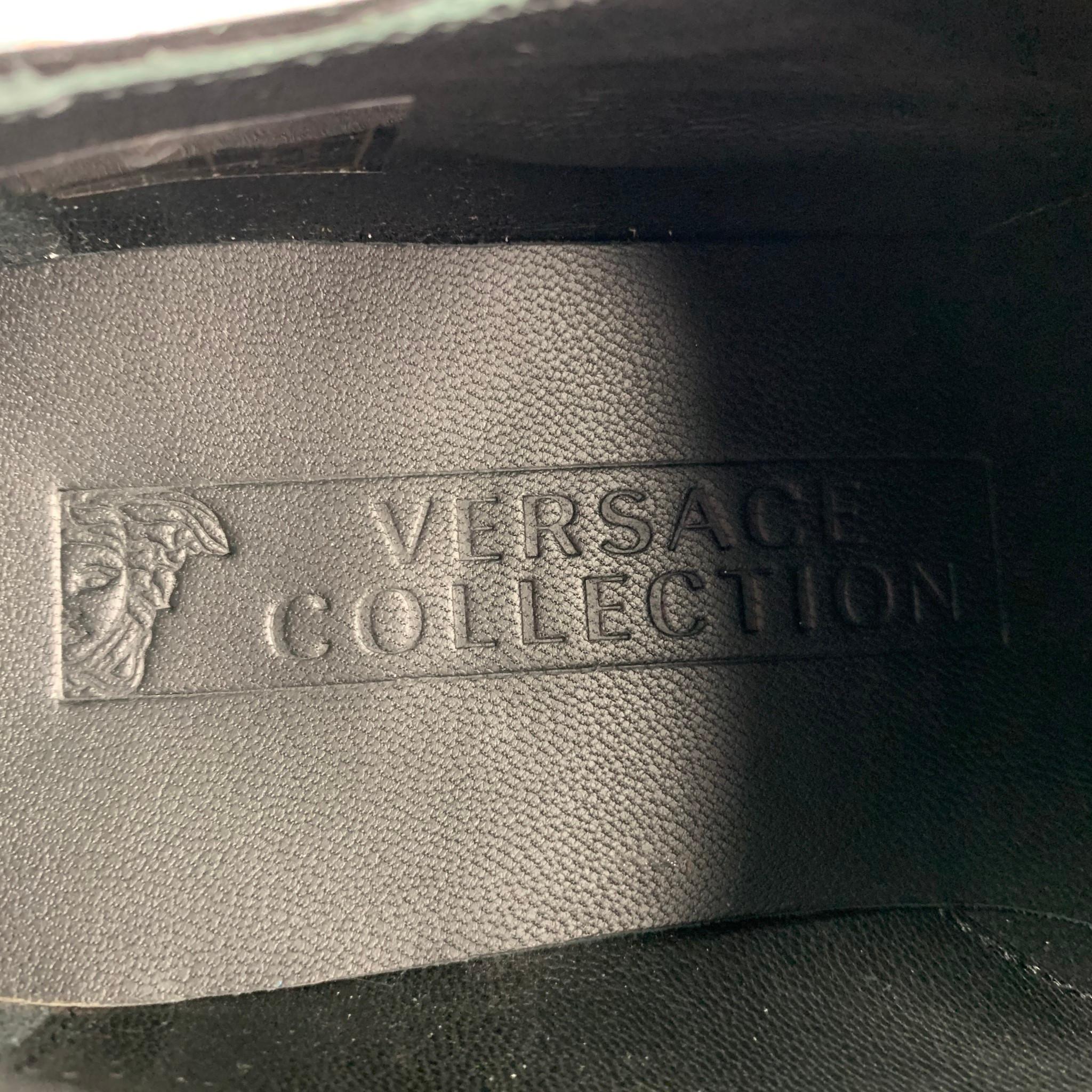 VERSACE COLLECTION Size 7 Black Patent Leather Monk Strap Loafers 2