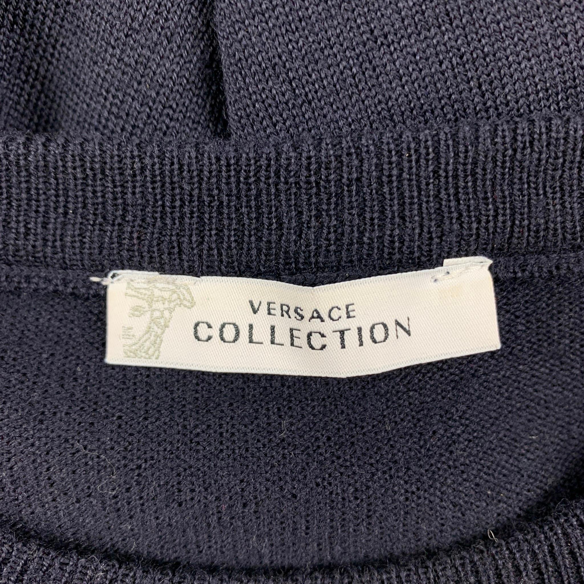 VERSACE COLLECTION Size L Navy Knitted Merino Wool Pullover 1