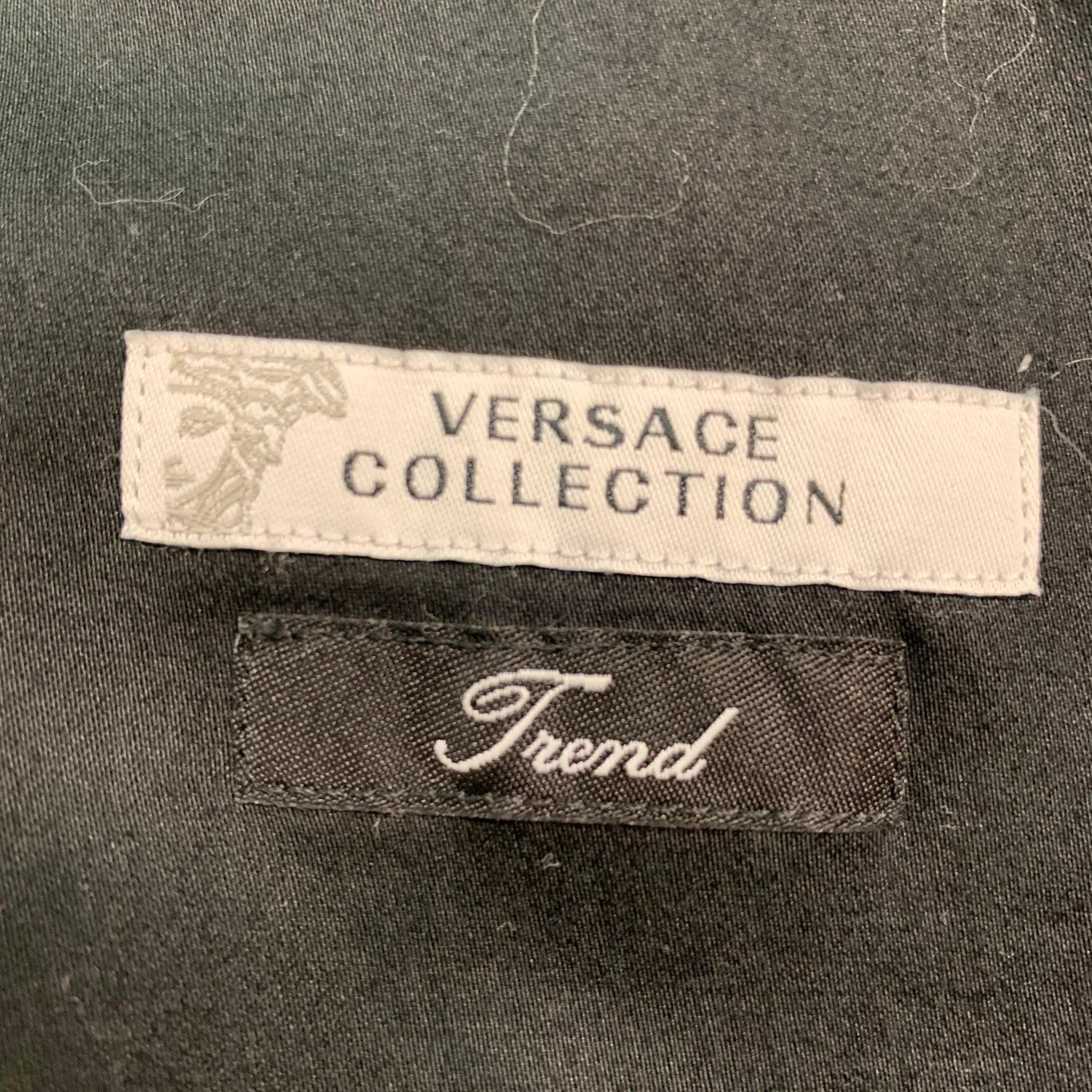 VERSACE COLLECTION Size M Black Brown Abstract Floral Long Sleeve Shirt For Sale 2