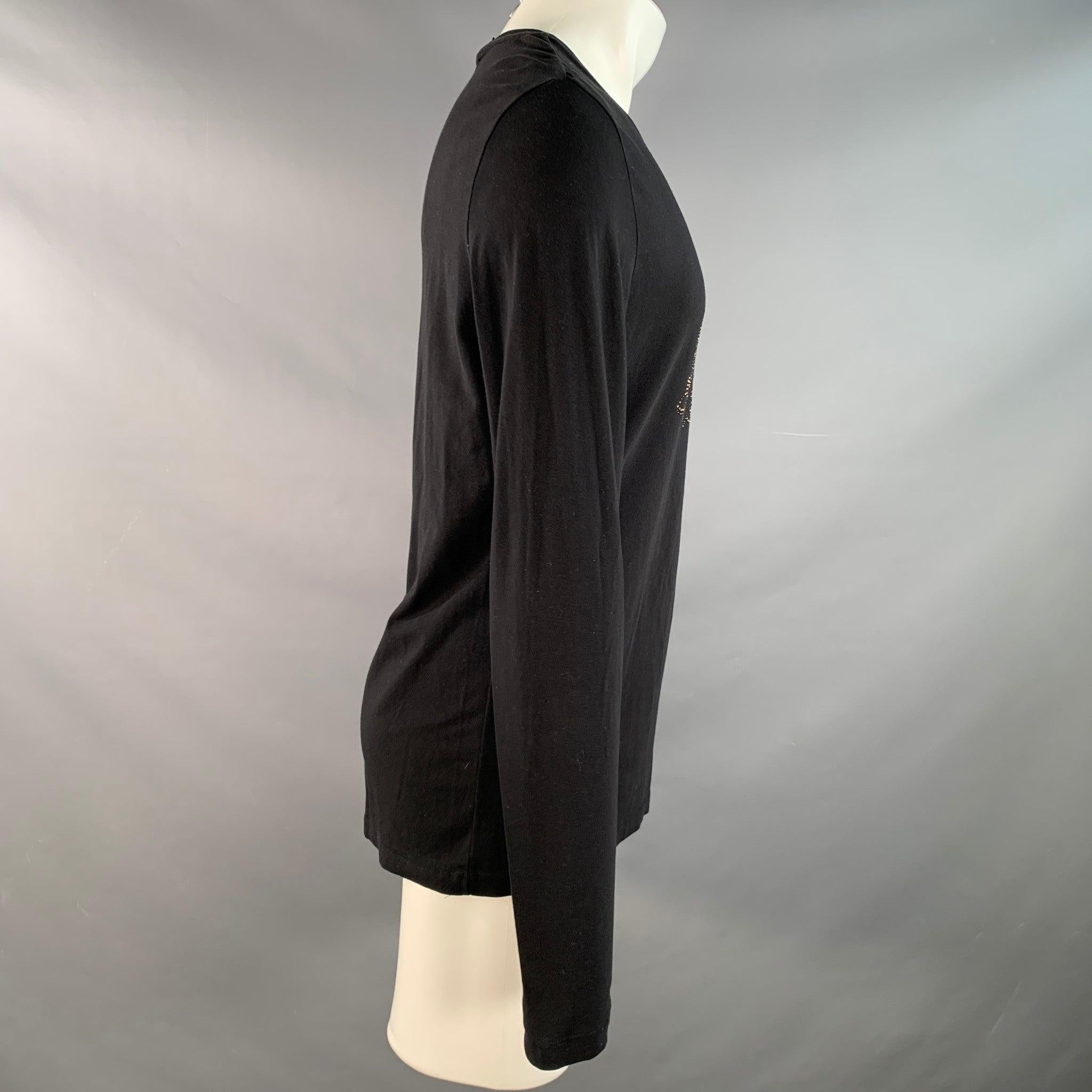 VERSACE COLLECTION Größe M Schwarzer Goldton Nietenjersey Langarm-T-Shirt im Zustand „Gut“ im Angebot in San Francisco, CA