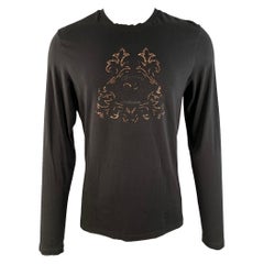 VERSACE COLLECTION Size M Black Gold Tone Studded Jersey Long Sleeve T-shirt
