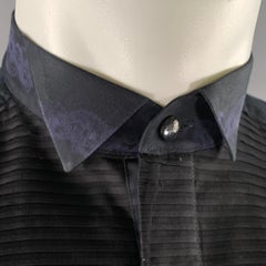 VERSACE COLLECTION Size M Navy Purple Cotton Tuxedo Long Sleeve Shirt